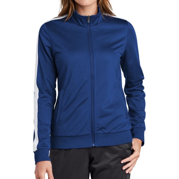 Ladies Tricot Sleeve Stripe Track Jacket Thumbnail