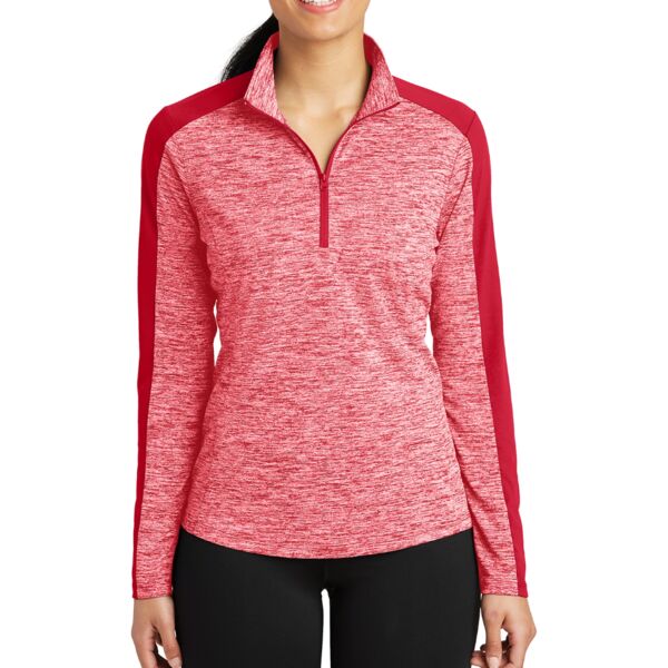Women's PosiCharge ® Electric Heather Colorblock 1/4 Zip Pullover Thumbnail