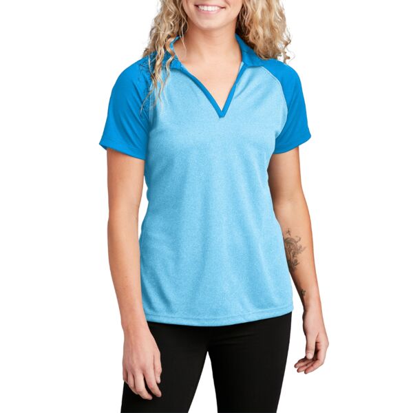 Women's PosiCharge ® RacerMesh ® Raglan Heather Block Polo Thumbnail