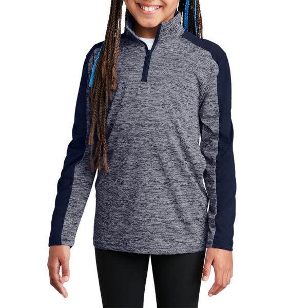 Youth PosiCharge ® Electric Heather Colorblock 1/4 Zip Pullover Thumbnail