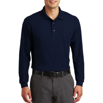 Long Sleeve Silk Touch Polo with Pocket Thumbnail
