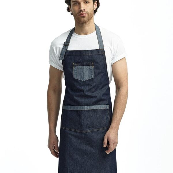Domain Contrast Denim Bib Apron with Pocket Thumbnail
